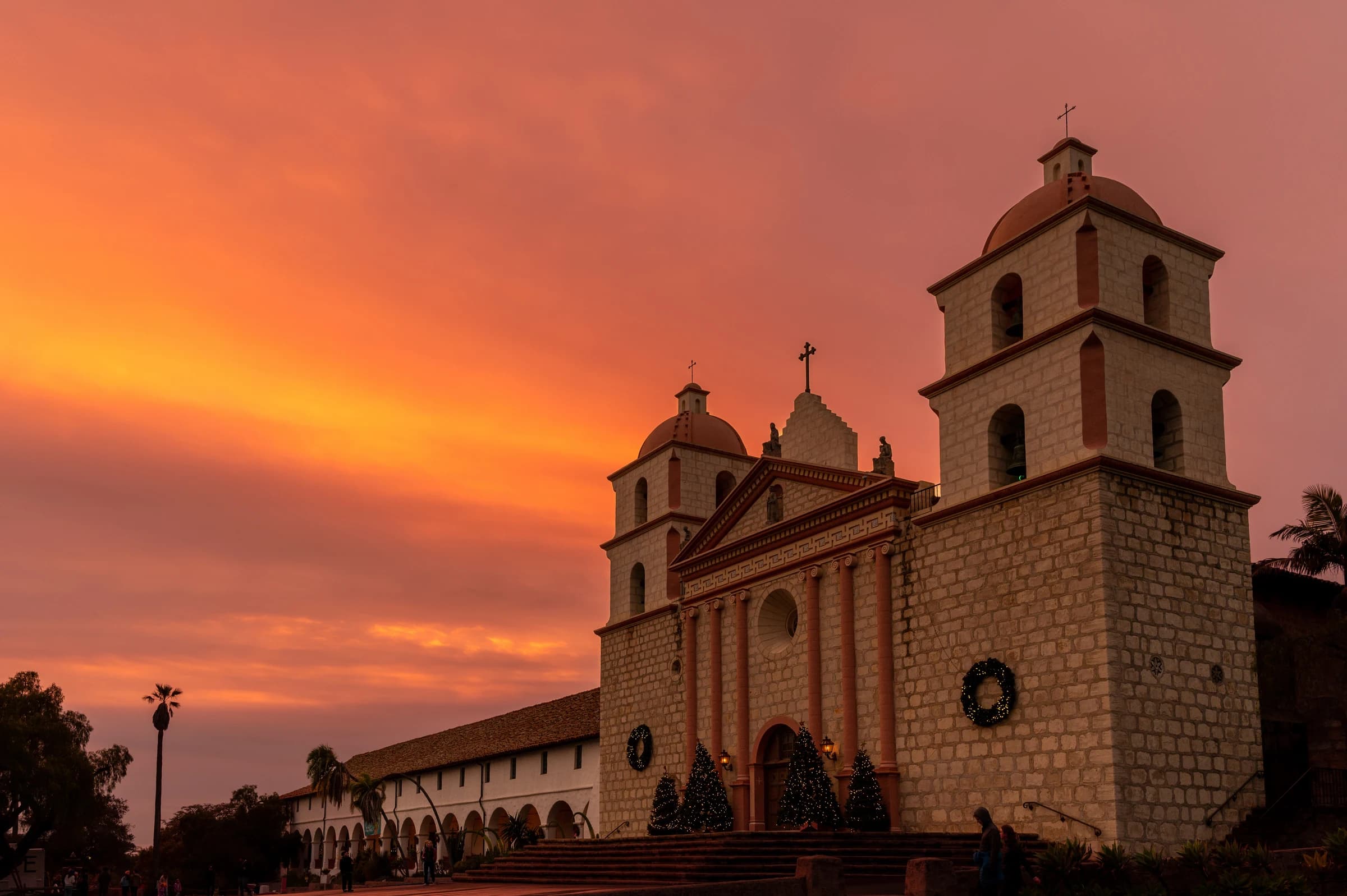 Santa Barbara Mission Sunset Glow