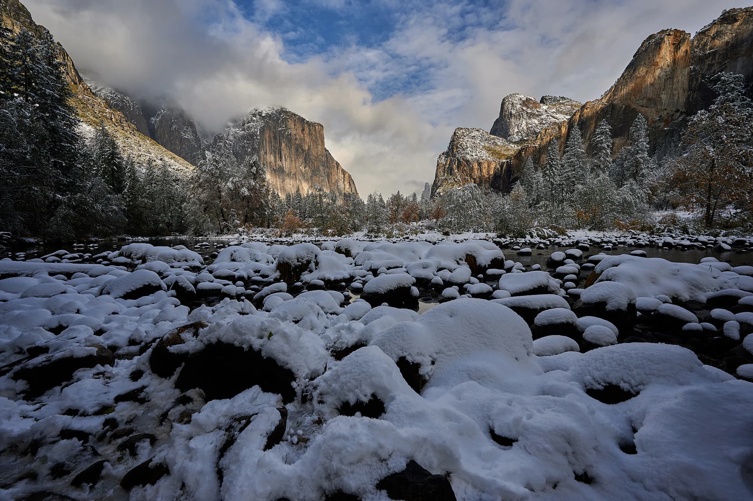 Yosemite's Winter River Stones