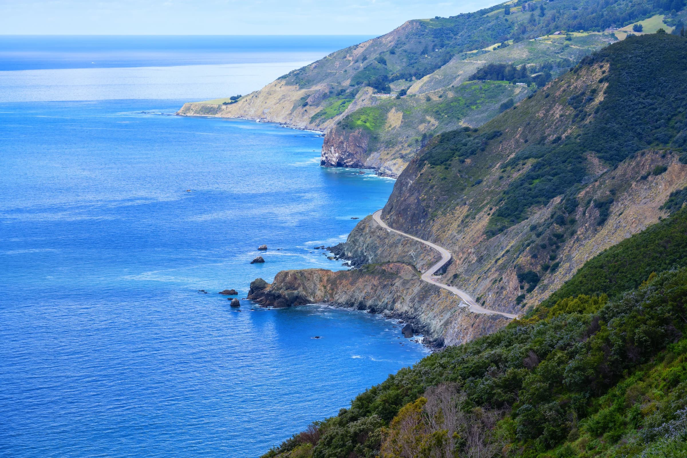 Big Sur Hwy 1 Coastal Highway Cut Into Cliffs