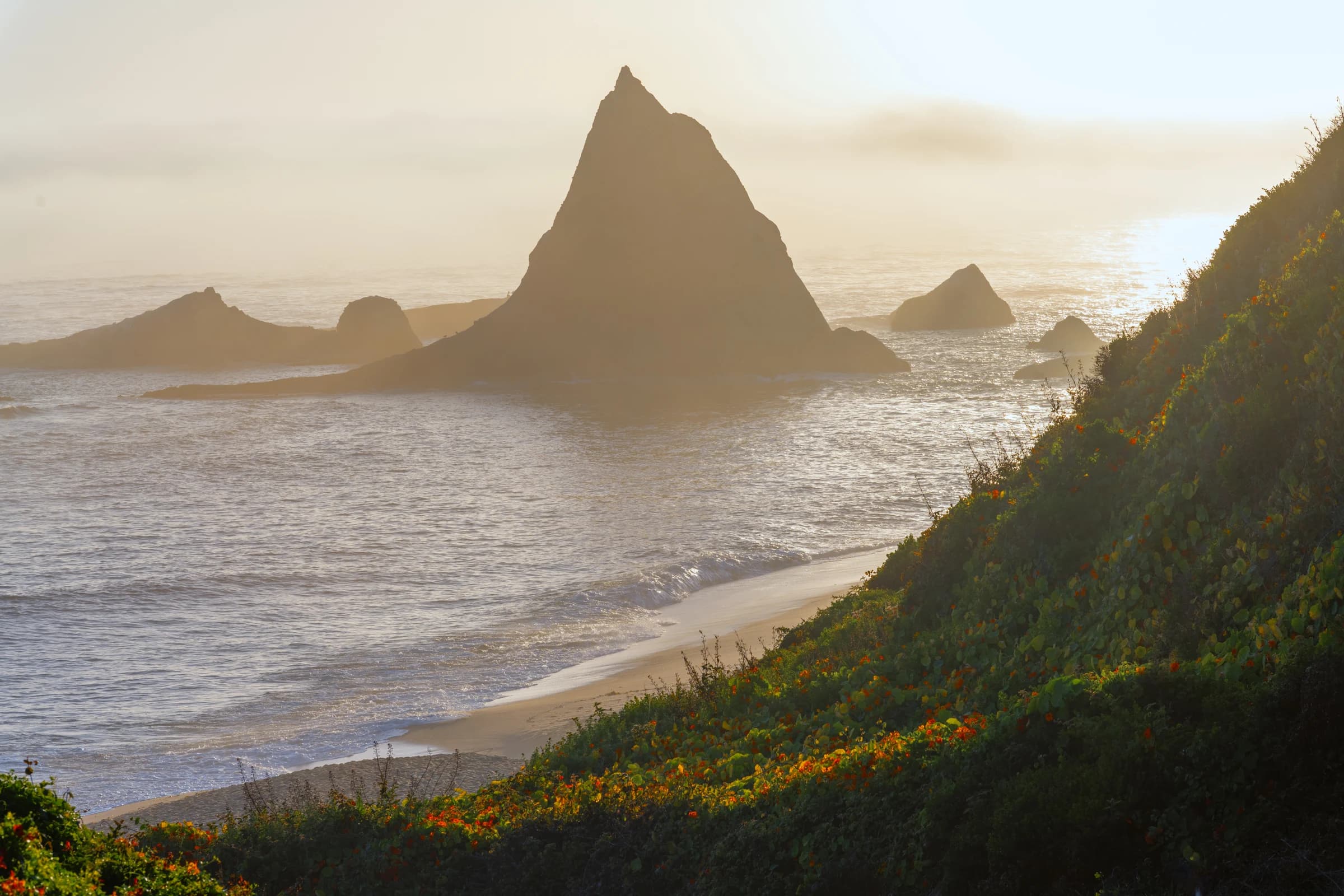 Coastal Haze and Sea Stacks