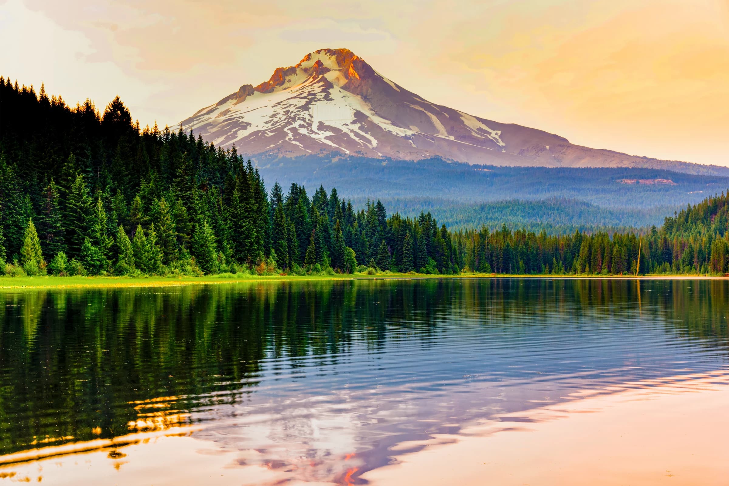 Mount Hood's Golden Reflection