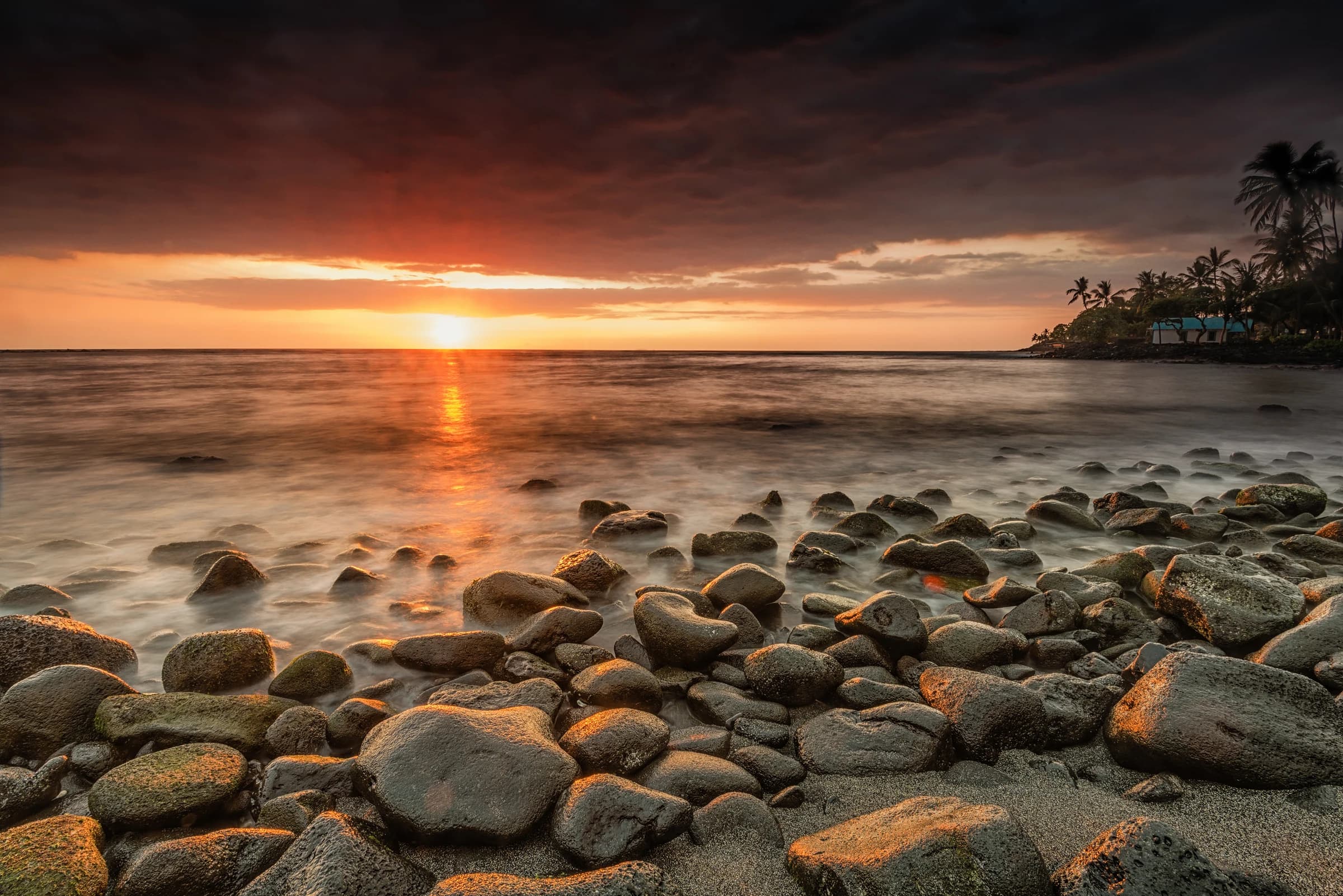Tropical Sunset, Lava Rock Shore