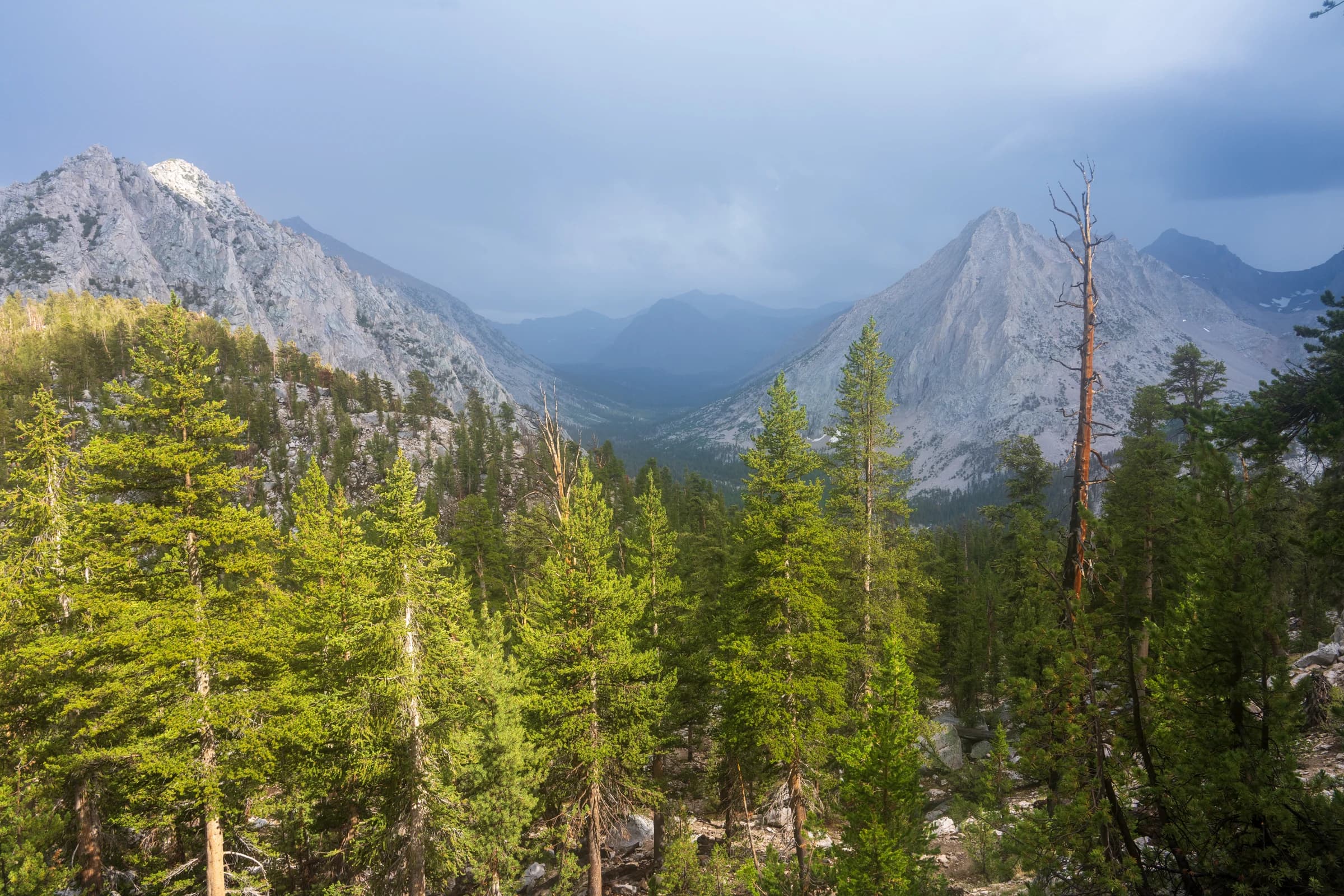 Walking into a storm towards Charlotte Lake