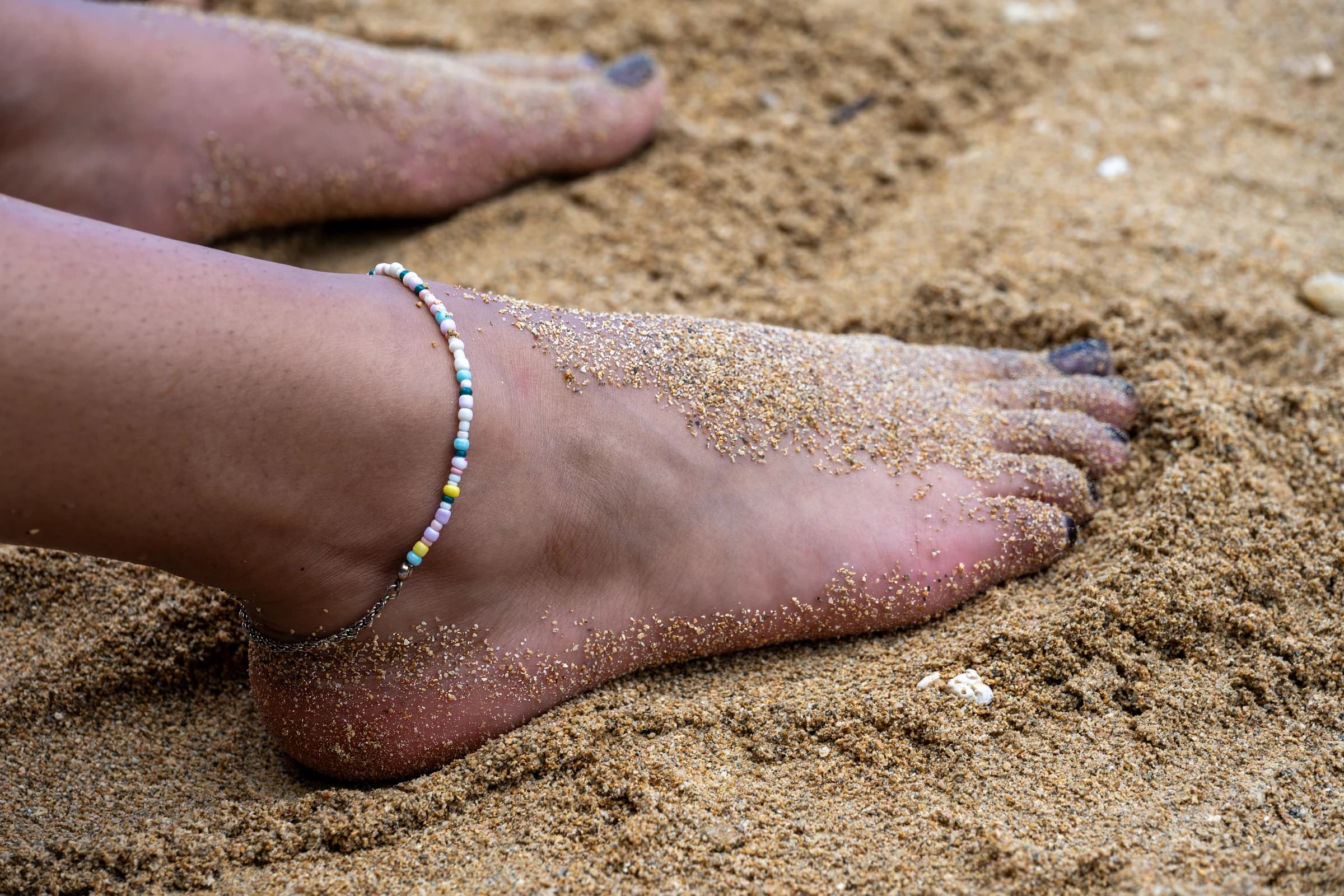 Sandy Feet with Beaded Anklet