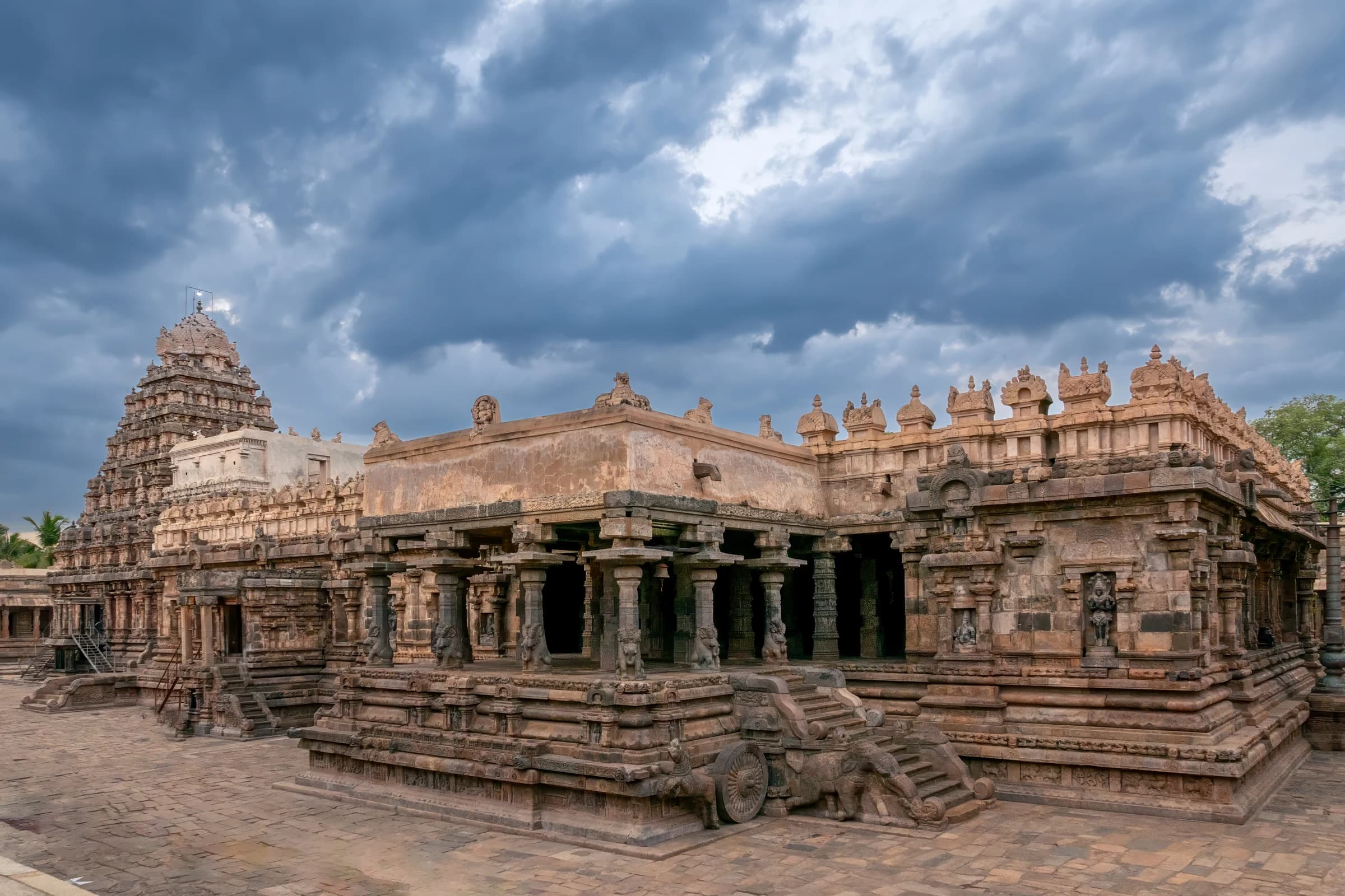 Ancient Temple Under Stormy Skies