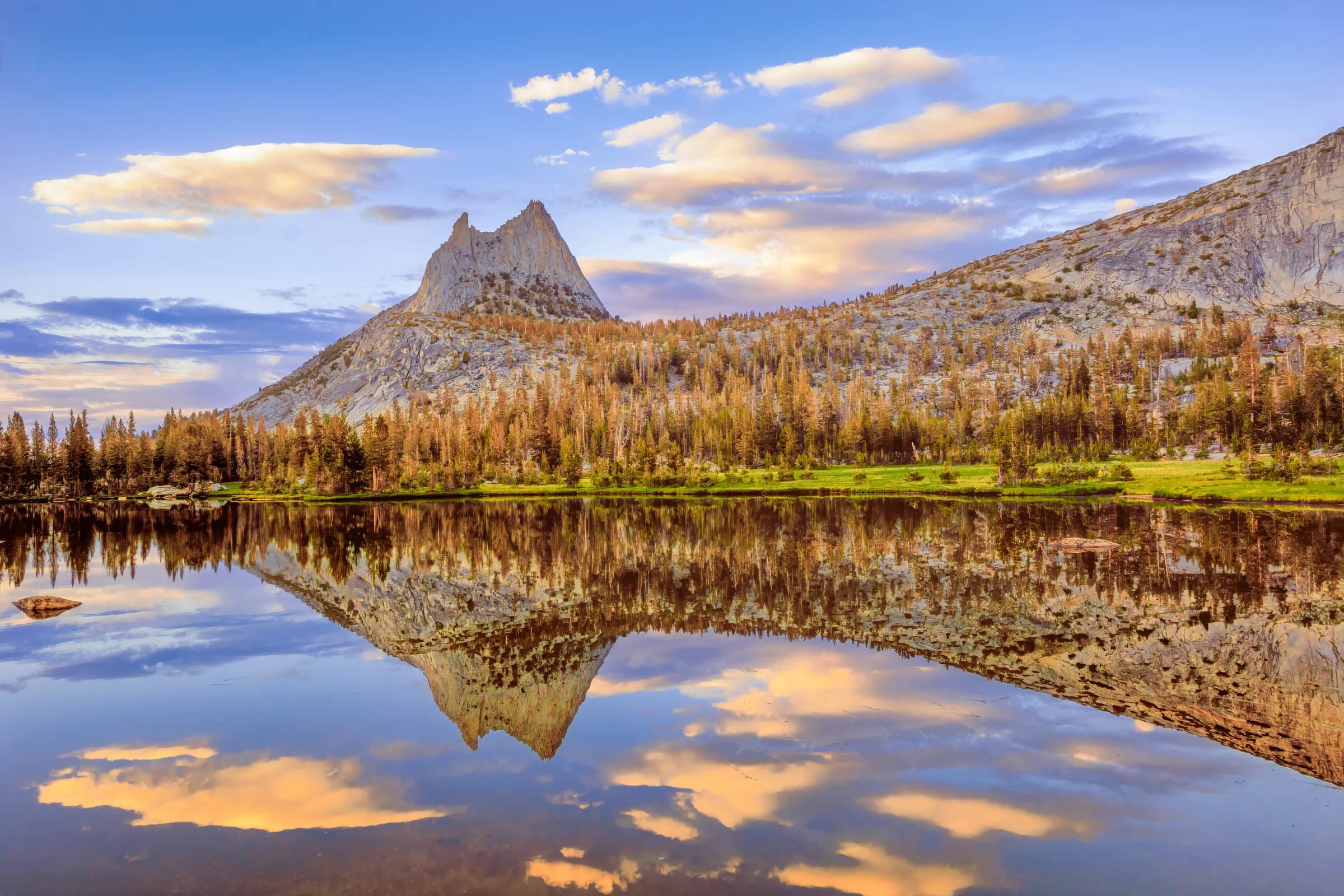 Cathedral Peak's Golden Reflection
