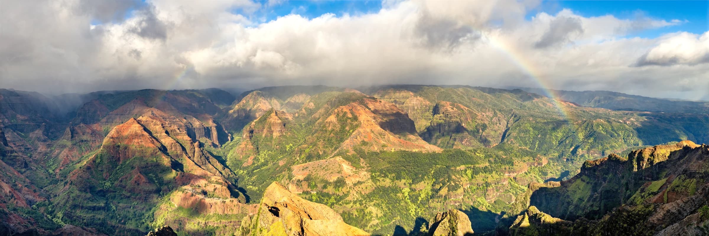 Waimea Canyon Double Rainbow Panorama